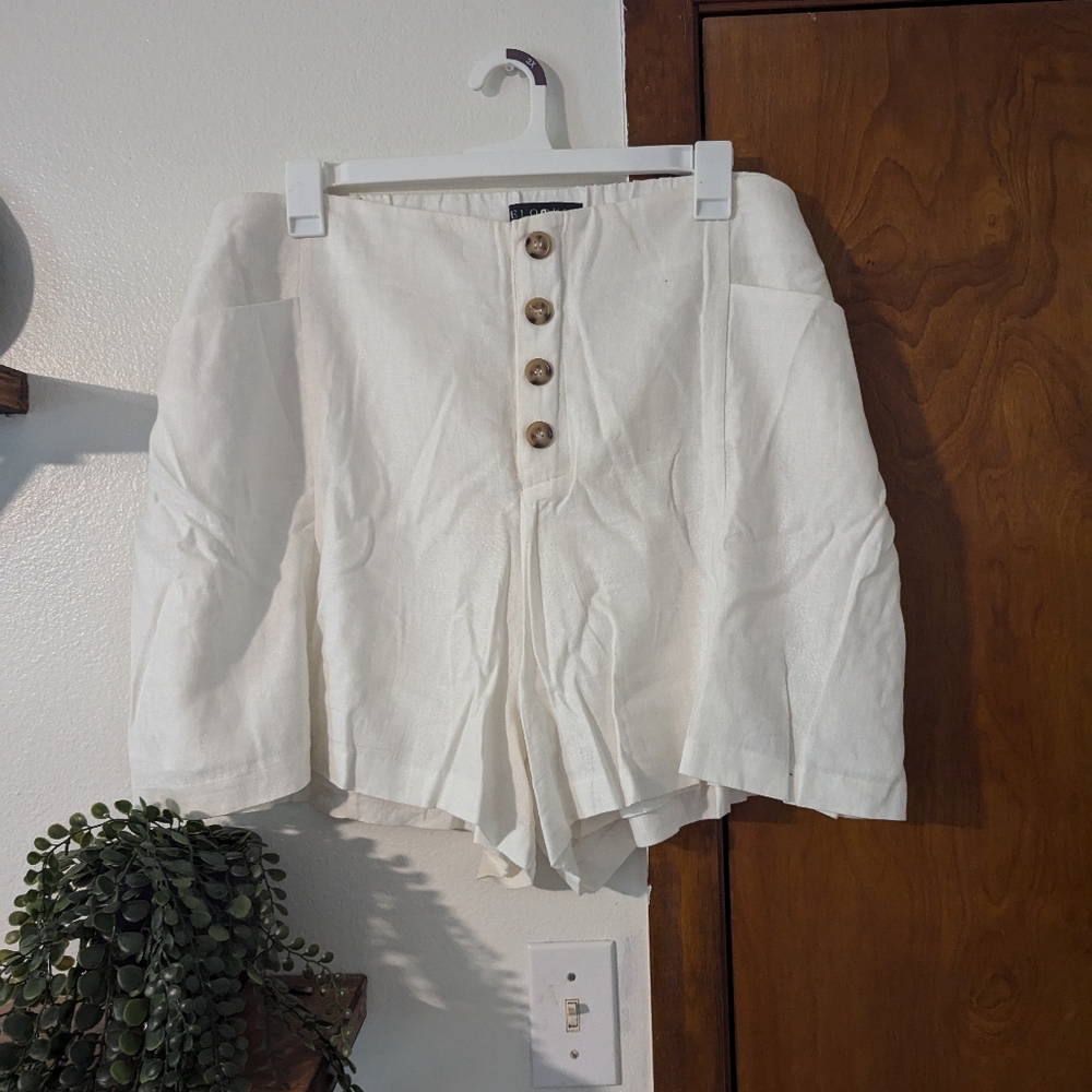 White Linen Shorts